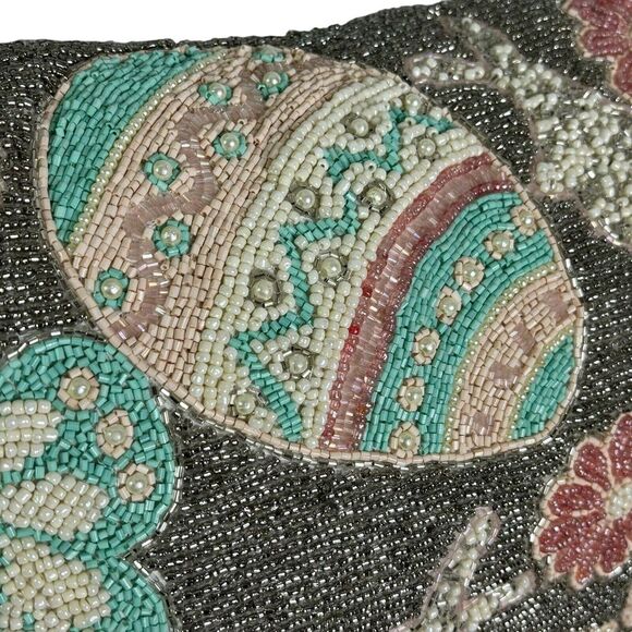 Spring Gatherings Easter Beaded Throw Pillow Flowers Bunnies Eggs Butterflies - Picture 8 of 11